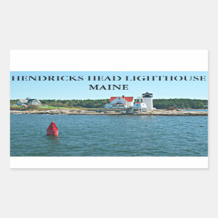 Pegatina Rectangular Hendricks Head Lighthouse, Pegatinas de Maine