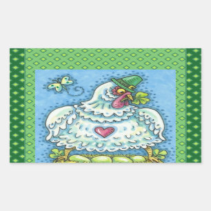 PEGATINA RECTANGULAR HENES IRLANDESES DIVERSOS, HUEVOS VERDES Y SOMBROC