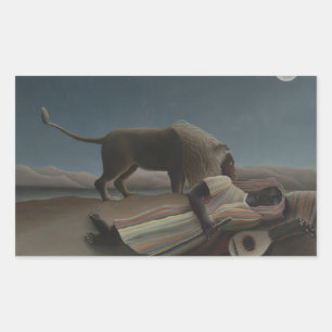 Pegatina Rectangular Henri Rousseau - El gitano durmiente