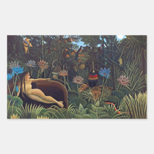 Pegatina Rectangular Henri Rousseau El Sueño - Mujer de la Jungla con A