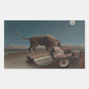 Pegatina Rectangular Henri Rousseau - La gitana durmiente