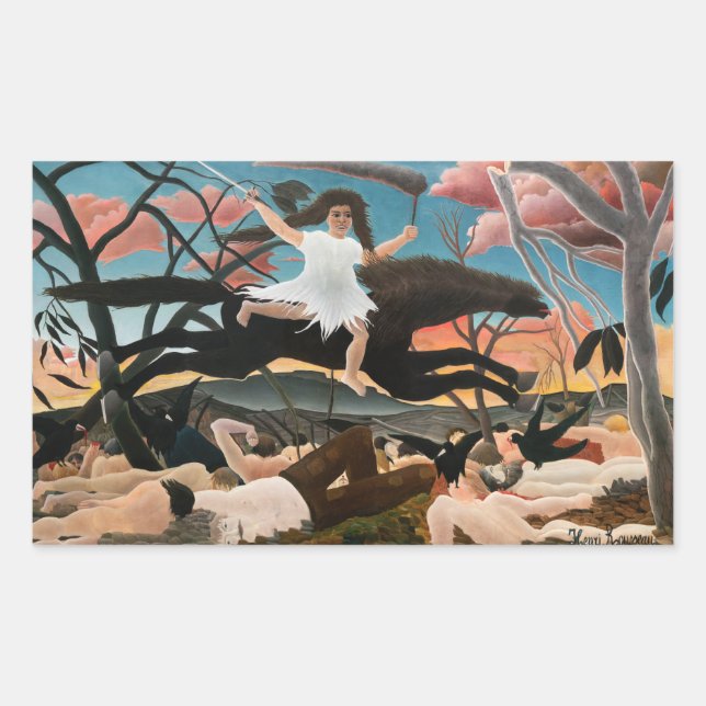 Pegatina Rectangular Henri Rousseau - La guerra (Anverso)
