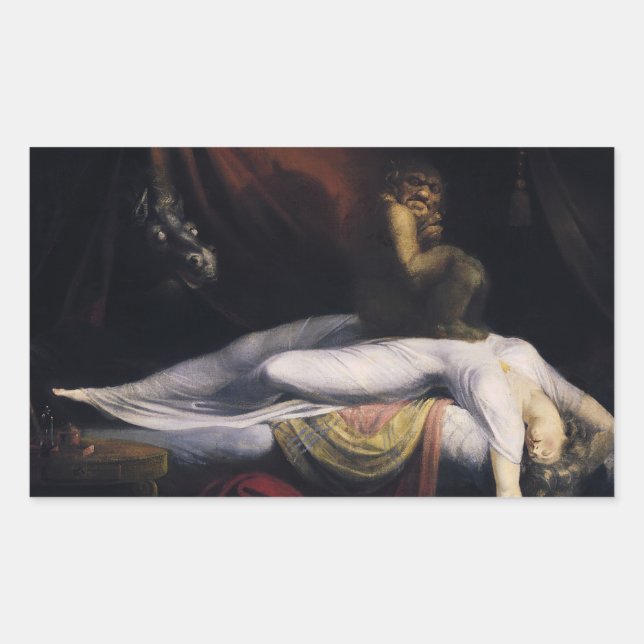 Pegatina Rectangular Henry Fuseli - La Pesadilla (Anverso)