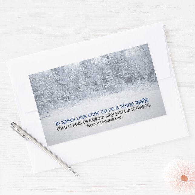 Pegatina Rectangular Henry Longfellow Cita Inspiradora "Hazlo bien" (Sobre)