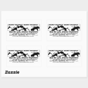 Pegatina Rectangular Heridas causan daño a personas blancas, pegatinas