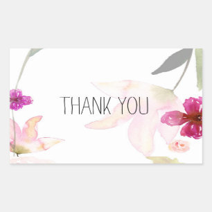 Pegatina Rectangular Hermosa acuarela Floral Gracias