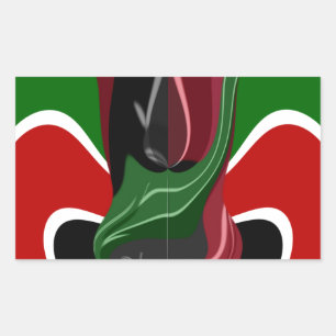Pegatina Rectangular Hermosa e impresionante Bandera de Kenia: Arte Mod