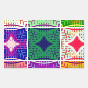Pegatina Rectangular Hermosa Estampa de Arte Africano a Cuadros
