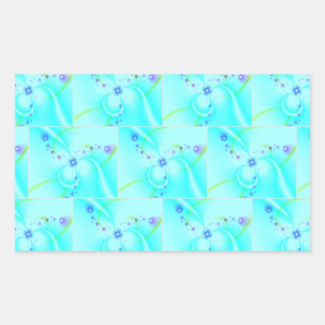 Pegatina Rectangular Hermosa Flor Azul (Anverso)