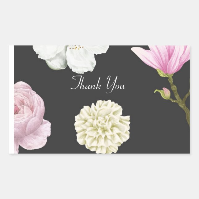 Pegatina Rectangular hermosa floral (Anverso)