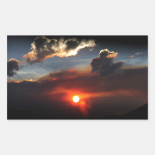 Pegatina Rectangular hermosa foto de puesta de sol con humo