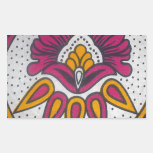 Pegatina Rectangular Hermosa pintura en motivos de tela africana