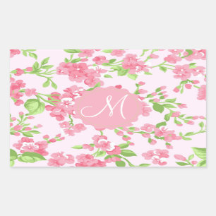 Pegatina Rectangular Hermosas flores de melocotón rosa primavera