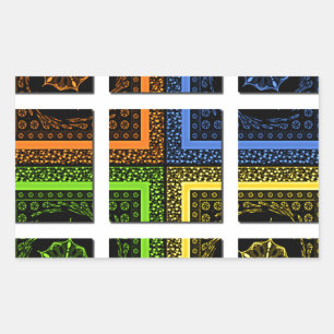 Pegatina Rectangular Hermosas rayas geométricas a cuadros de colores