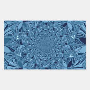 Pegatina Rectangular Hermoso Arte de Caleidoscopio Azul Iridescente Ado