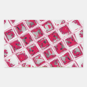 Pegatina Rectangular Hermoso Arte de Imagen de Espejo Rojo Asombroso y 