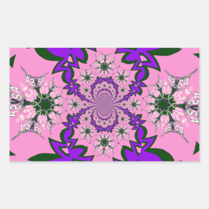Pegatina Rectangular Hermoso arte de motivo de sombra púrpura floral ro