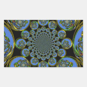 Pegatina Rectangular Hermoso arte fresco azul real negro Kaleidoscope