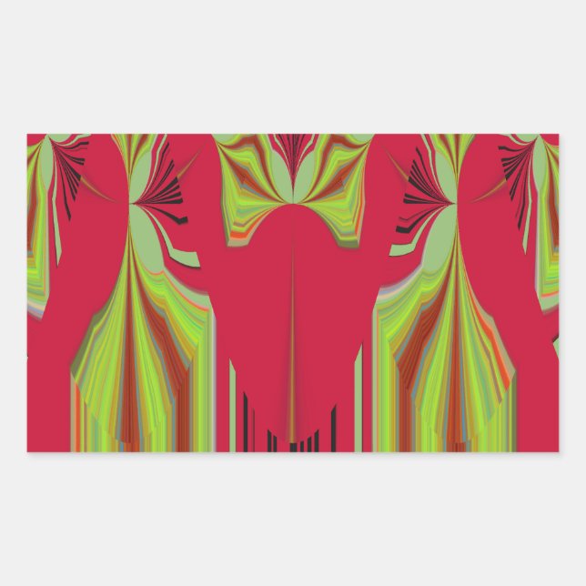 Pegatina Rectangular Hermoso arte tribal africano rojo y amarillo (Anverso)