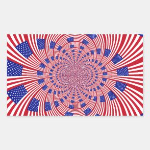 Pegatina Rectangular Hermoso Asombroso Bandera de Estados Unidos Caleid