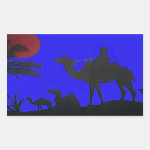 Pegatina Rectangular Hermoso asombroso Camello Sunset Safari Art Print