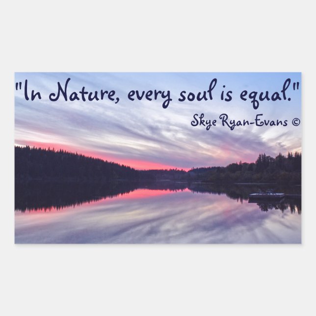 Pegatina Rectangular Hermoso atardecer salvaje sobre la foto del lago (Anverso)