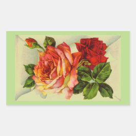 Pegatina Rectangular Hermoso Bouquet de Rosas Vintage