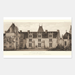 Pegatina Rectangular Hermoso castillo francés en tonos sepia