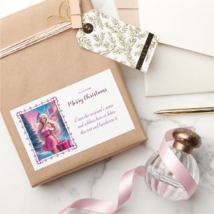 Pegatina Rectangular Hermoso Chica de Navidades rosados 01