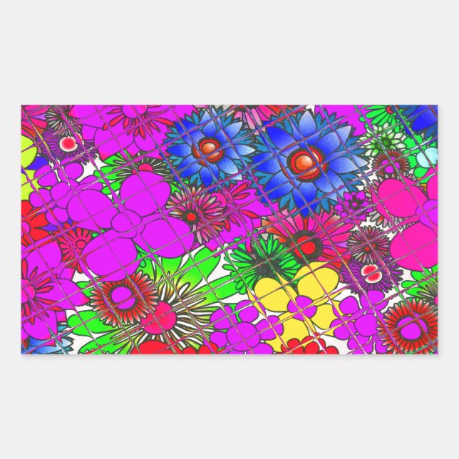 Pegatina Rectangular Hermoso diseño de patrones florales sorprendentes (Anverso)