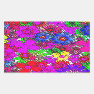 Pegatina Rectangular Hermoso diseño de patrones florales sorprendentes