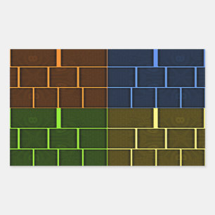 Pegatina Rectangular Hermoso Diseño Geométrico de Color de Arcoíris Aso