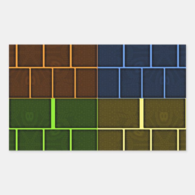 Pegatina Rectangular Hermoso diseño geométrico en color arcoiris (Anverso)