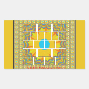 Pegatina Rectangular Hermoso diseño gráfico amarillo dorado