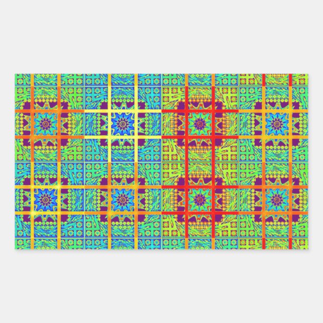 Pegatina Rectangular Hermoso diseño vectorial étnico maya (Anverso)