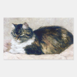 Pegatina Rectangular Hermoso gato Vintage Art Henriette Ronner Knip