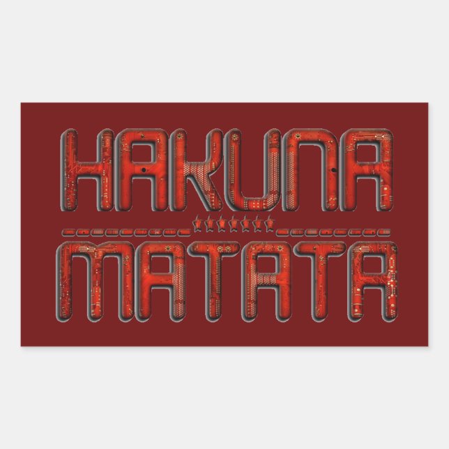 Pegatina Rectangular Hermoso Grabado en relieve asombroso Rojo Hakuna M (Anverso)