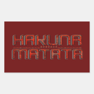 Pegatina Rectangular Hermoso Grabado en relieve asombroso Rojo Hakuna M