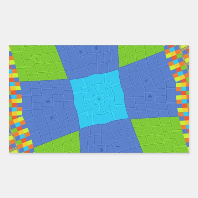 Pegatina Rectangular Hermoso Increíble Diseño de Impresión de Arte Verd (Anverso)