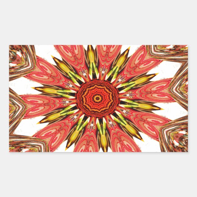 Pegatina Rectangular Hermoso Lovely Patrón de edafía tradicional asiáti (Anverso)