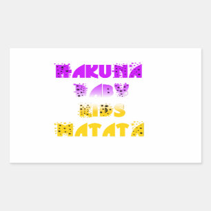 Pegatina Rectangular Hermoso Morado y Amarillo Hakuna Matata Bebé Niños