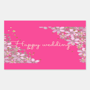 Pegatina Rectangular Hermoso pegatina, saludo, vacaciones, regalo, rosa