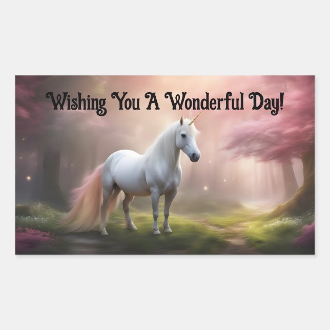 Pegatina Rectangular Hermoso Sticker Rectangular de Unicornio (Anverso)