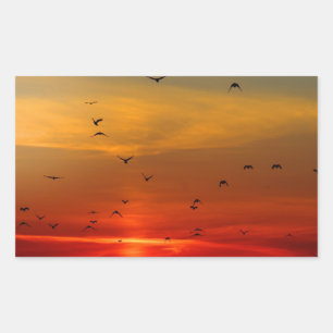 Pegatina Rectangular Hermoso Sunset Escenario Paisaje Fotográfico Arte