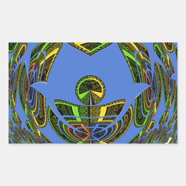 Pegatina Rectangular Hermoso Vector Azul Africano Tradicional Étnico  (Anverso)