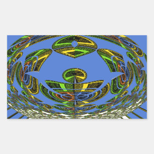 Pegatina Rectangular Hermoso Vector Azul Africano Tradicional Étnico
