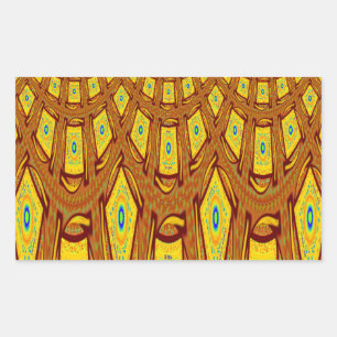 Pegatina Rectangular Hermoso vector de impresión tribal africano dorado