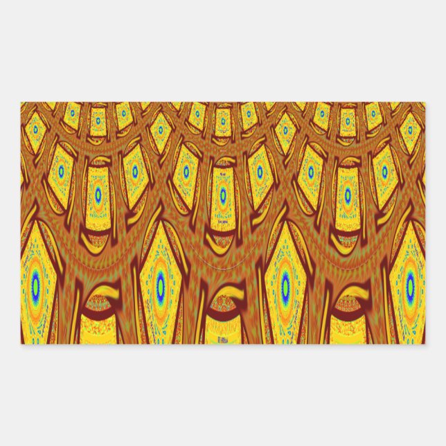 Pegatina Rectangular Hermoso vector de impresión tribal africano dorado (Anverso)