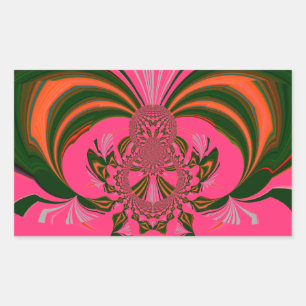Pegatina Rectangular Hermoso verde dorado rojo rosado caliente africano