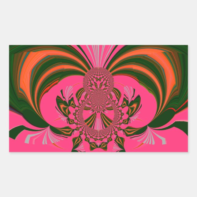 Pegatina Rectangular Hermoso verde dorado rojo rosado caliente africano (Anverso)